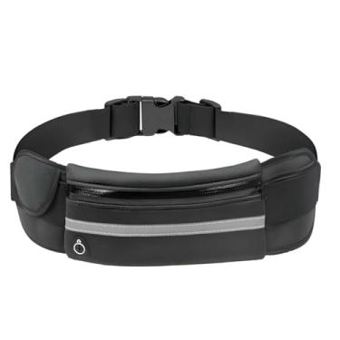 Imagem de Pochete Corrida Celular Esportiva Treino Exercícios Slim Impermeaável Caminhada Corrida Bike Bicicleta Academia Passeio Porta Dolar Documento Cintura (Preto)