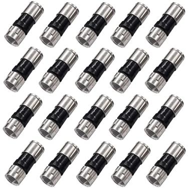 Imagem de Taiss 20Pcs Rg6 Conectores De Compressão, Conectores De Compressão De Cabo Coaxial Tipo F (Preto)
