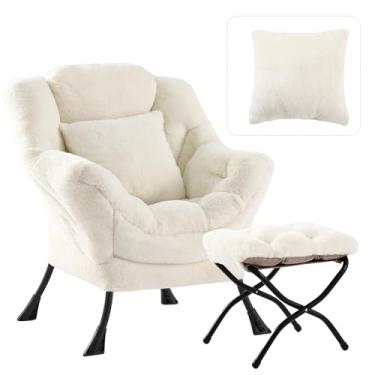 Imagem de HomEastlly Cadeira grande e preguiçosa com otomano, cadeira de leitura de destaque com almofada, espreguiçadeira aconchegante com apoio de braço, sofá de lazer para sala de estar, quarto, dormitório,