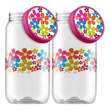 Imagem de Kit 2 Pote Mantimentos Grande Organizador Multiuso Tampa De Rosca 2,7 Litros (Margarida)