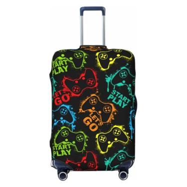 Imagem de Lukbfall Slogans de jogos e gamepads capas de mala de viagem elásticas laváveis com tema de controle de videogame protetor de bagagem de viagem capa protetora para crianças e adultos, Jogo nº 04, L