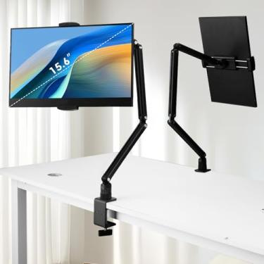 Imagem de Suporte de tablet para iPad, Kindle, suporte de monitor portátil máximo de 15,6 polegadas, braço dobrável para iPad com base de rotação de 360°, adequado para celular, Kindle, abas no máximo 32,9