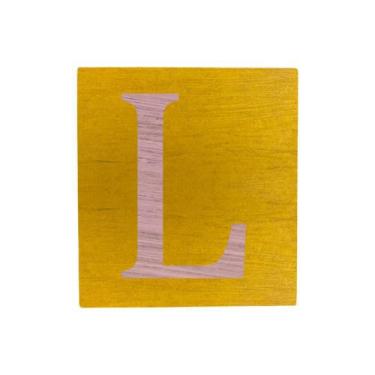 Imagem de Cubo Amarelo Letra Rosa Bebê Festa Chá de Bebê Decoração 8x8x8 Cm Mdf 