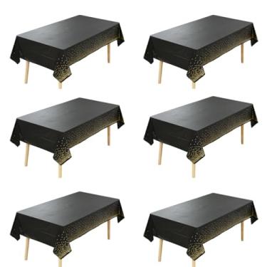 Imagem de AIBEARTY Pacote com 6 toalhas de mesa descartáveis, toalha de mesa retangular para festas de casamento em ouro rosa, decoração para aniversário, Natal, aniversário, churrascos, eventos de chá de bebê,