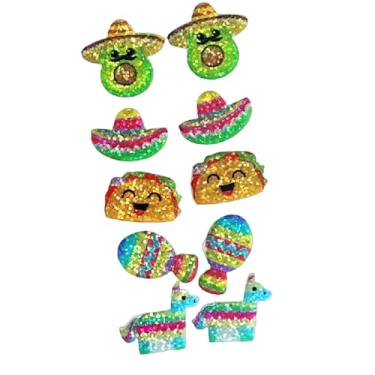 Imagem de Brincos Cinco De Mayo para mulheres, engraçado, raquete de pimenta, chapéu de cavalo arco-íris, cacto, violão, chili, brincos pendentes de gota de acrílico, festivais mexicanos, joias, presentes,
