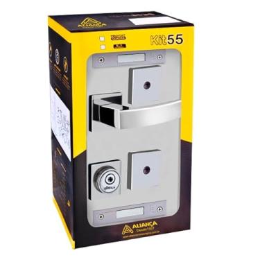 Imagem de fechadura tetra quadratta curva 3x1 roseta 55mm cromado alianca