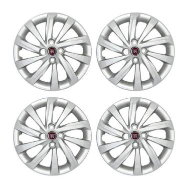 Imagem de Jogo Calota prata Aro 15 Fiat Strada modelo 2021 emblema resina - GFM