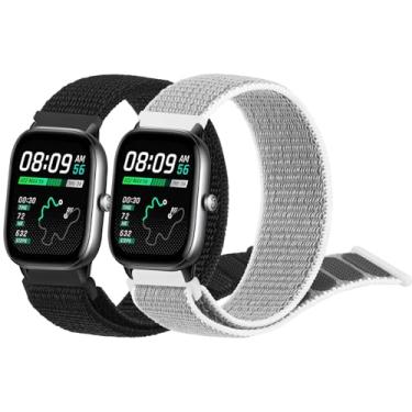 Imagem de Pacote com 2 pulseiras de nylon para Amazfit GTS / GTS2 / GTS 2e / GTS 2 mini, pulseira de substituição esportiva macia e respirável de liberação rápida de 20 mm para Amazfit Bip U Pro/Bip/Bip Lite/Bip S/Bip S lite/Bip U (concha + preto)