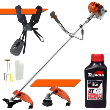 Imagem de Roçadeira Tekna RL430ACN-TK á Gasolina 2T 43cc 1,7HP Máquina Lateral de Cortar Grama Completa com Lâmina 3 Pontas + Carretel de Nylon + Óleo Toyama 2
