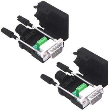 Imagem de YARCHONN Placa de breakout de conector sem solda DB9 RS232 D-SUB 9 pinos serial para RXD TXD GND 235 bloco de terminais adaptador com capa 2 pacotes (macho)