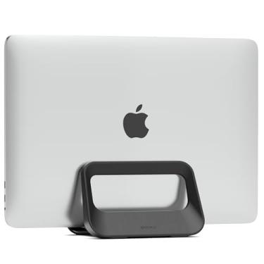 Imagem de Suporte vertical para laptop para mesa, base de plástico para laptop com proteção de silicone, compatível com todos os MacBook/Surface/Samsung/HP/Dell/Chrome Book (preto)
