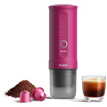 Imagem de Mini Máquina de Café Expresso Portátil 80mL, 12V, Outin, Rosa