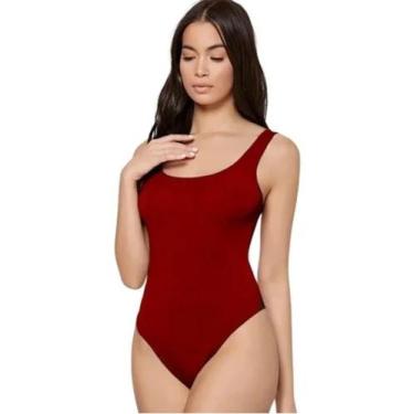 Imagem de Body Básico Suplex Feminino Decote Nas Costas  - WOLFOX, Bordô, G