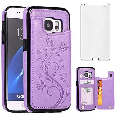Imagem de Capa de telefone para Samsung Galaxy S7 com protetor de tela de vidro temperado porta-cartões carteira suporte flip couro acessórios para celular Glaxay S 7 Galaxies 7s Gaxaly GS7 SM-G930V G930A capas