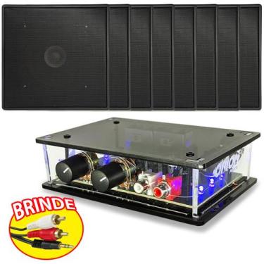 Imagem de Kit Som Ambiente Orion Amplificador Slim + 8 Caixas De Teto