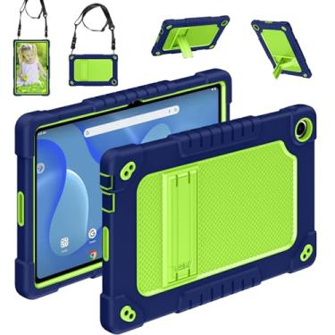 Imagem de Capa para tablet Pro Onn de 10,4 polegadas (modelo 2023: 100110603) capa protetora híbrida resistente com alça de ombro para Walmart Onn 10.4 Tablet Pro 2023 modelo (azul marinho/verde)
