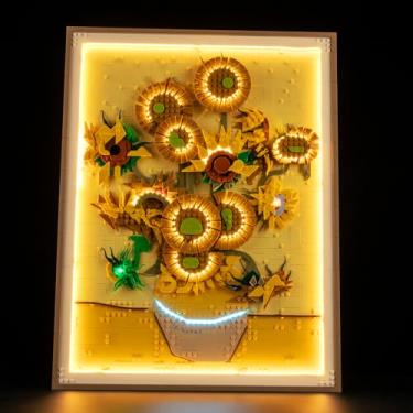 Imagem de Mililier LED Light Kit for Lego 31215 Vincent Van Gogh Sunflowers Set, Blue Underglow Lights Compatible with Lego 31215 Set (Not Include Blocks Set)