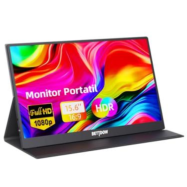 Imagem de Bettdow Monitor Portatil 15,6'', FHD 1080P Monitor Portátil Conectado Com USB C Dupla/HDMI, IPS Extensor De Tela para Notebook com VESA e Funda Inteligente magnético, Plug and Play