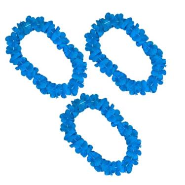 Imagem de blinkee Pacote com 3 colares WaveRider Aloha azul havaiano Lei – Guirlanda floral tropical de 91 cm não iluminada para festas na praia, luaus e eventos temáticos, 36", Cetim, Sem Pedra Preciosa
