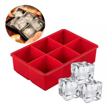 Imagem de Forma de Gelo em Silicone 6 Cubos Grande - Ideal para Drinks, Festas e Reuniões