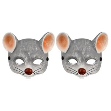 Imagem de CALLARON 2 Peças Máscara De Rato Realista - Capa De Rosto De Animal Cosplay Engraçada Máscara De Meia Face De Rato De Halloween De Rato De Espuma Pu Adereço De Festa De Máscaras