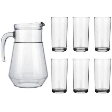Imagem de Conjunto 6 Copos Long Drink 300ml Jarra 1,5l em Vidro Transparente Nad