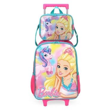 Imagem de Kit Mochila De Rodinhas E Lancheira Luxcel Barbie Verde