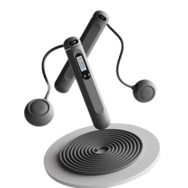 Imagem de Corda de pular sem fio com contador para fitness - Corda de pular inteligente ajustável para homens mulheres crianças ao ar livre Speed Boxing Crossfit Exercício Cardio (preto)