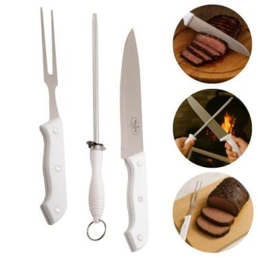 Imagem de Kit Churrasco Faca Chaira e Garfo 3 Pçs Grill & Pizza Prana