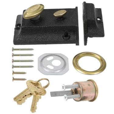 Imagem de OSALADI 1 conjunto de fechadura de porta de madeira vintage fechadura de porta trava de corrente para porta interna de hotel fechaduras de porta corrente de cilindro trava deslizante fechadura de