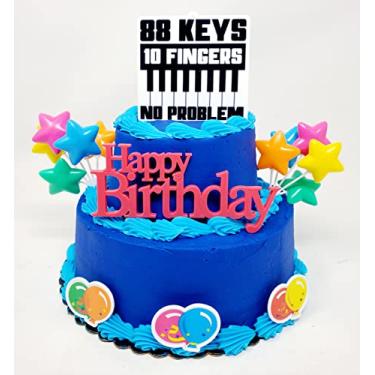 Imagem de Piano Themed Music 7 Piece Birthday Cake Topper Set - 88 Keys 10 Fingers No Problem