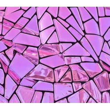 Imagem de Earthradius Vestido feminino LED azul com lantejoulas espelhadas a laser cantora dançarina bar boate roupa de palco festa aniversário baile show fantasia, rosa, Small