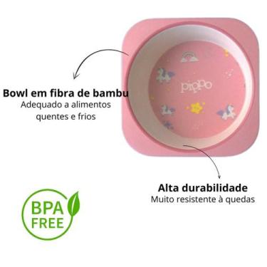 Imagem de Kit Bowl + Talher Fibra de Bambu  Pippo, Rosa