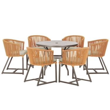 Imagem de Mesa com 6 Cadeiras de Jantar Roma 120cm e Noronha em Alumínio