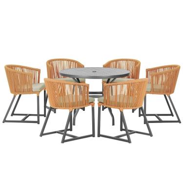 Imagem de Mesa com 6 Cadeiras de Jantar Roma 120cm e Noronha em Alumínio