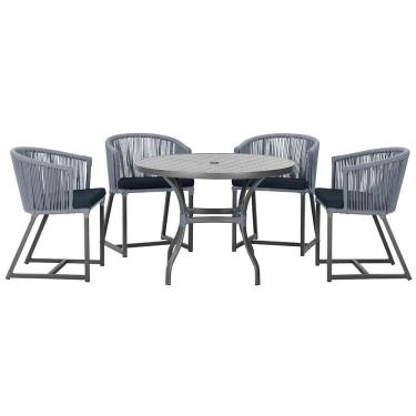 Imagem de Mesa com 4 Cadeiras de Jantar Roma 100cm e Noronha em Aluminío
