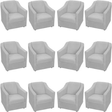 Imagem de Kit 12 Poltronas Mila Pé De Plástico Cromado - Cinza Suede