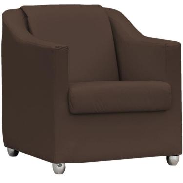 Imagem de Poltrona Decorativa Para Sala Mila Corino Cores Pé De Plástico Cromado - Marrom, Corino