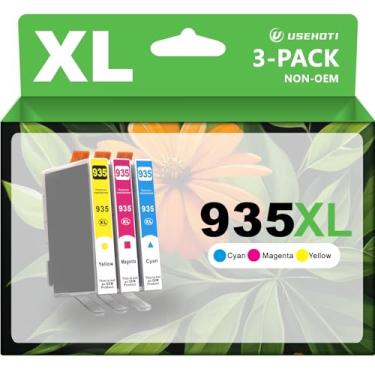 Imagem de USEHOTI Pacote combo de cartuchos de tinta 935XL compatível com HP 935, funciona com impressora HP OfficeJet Pro 6230 6830 6835 OfficeJet 6815 6812 6820 (ciano, magenta, amarelo, pacote com 3)