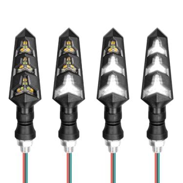Imagem de wuyaoyao 4 peças de seta de motocicleta, pisca-pisca de motocicleta de 12 V, indicadores dianteiros e traseiros de motocicleta, luz de seta LED em forma de Y, DRL, universal para motocicleta, scooter