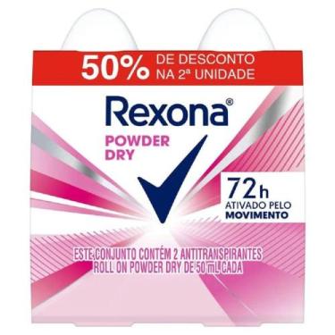 Imagem de Desodorante Roll-on Rexona Powder Dry Com 2 Unidades 50ml Cada