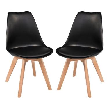 Imagem de Kit Com 2 Cadeiras Leda Preta - Charles Eames Com Almofada