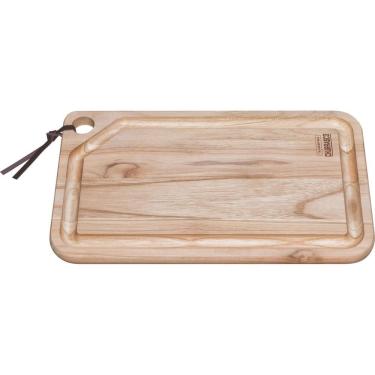 Imagem de Tábua Para Churrasco Retangular Em Madeira Teca Com Acabamento Natural 40 X 24 Cm