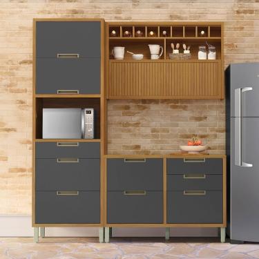 Imagem de Cozinha 3 Peças Paneleiro Imperatriz 100% Mdf Freijó-grafite