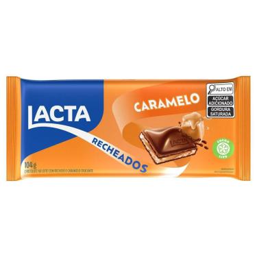 Imagem de Barra de Chocolate ao Leite Recheio Caramelo Lacta Recheados 104g