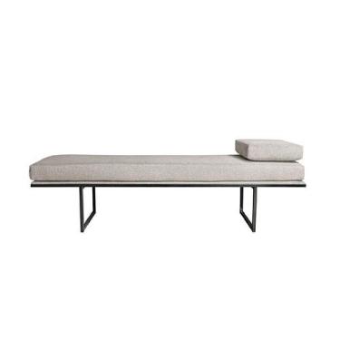 Imagem de Banco 2 Lugares Galli Linho Bege e Preto 100 cm - Mobly