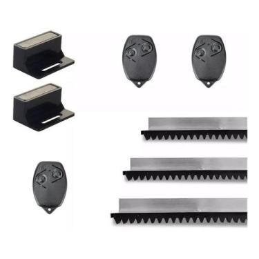 Imagem de kit 3mts Cremalheira Motor Portão + Par Imãs + 3 controle Rossi