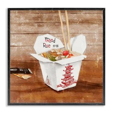 Imagem de Stupell Industries Caixa para viagem de arroz frito em giclée emoldurada preta por Juliet Rose Philips, 12 x 12