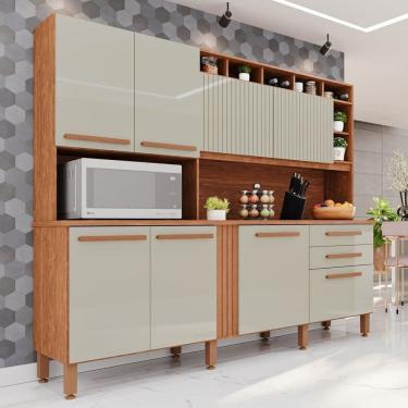 Imagem de Cozinha Compacta 200cm X 210cm Millena Yescasa Cinamomo/Off White