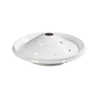 Imagem de Utensílios de mesa esmaltados delicados estilo nórdico com personalidade criativa redonda - 32 cm com filtro de malha bandeja de gelo seco [branco]